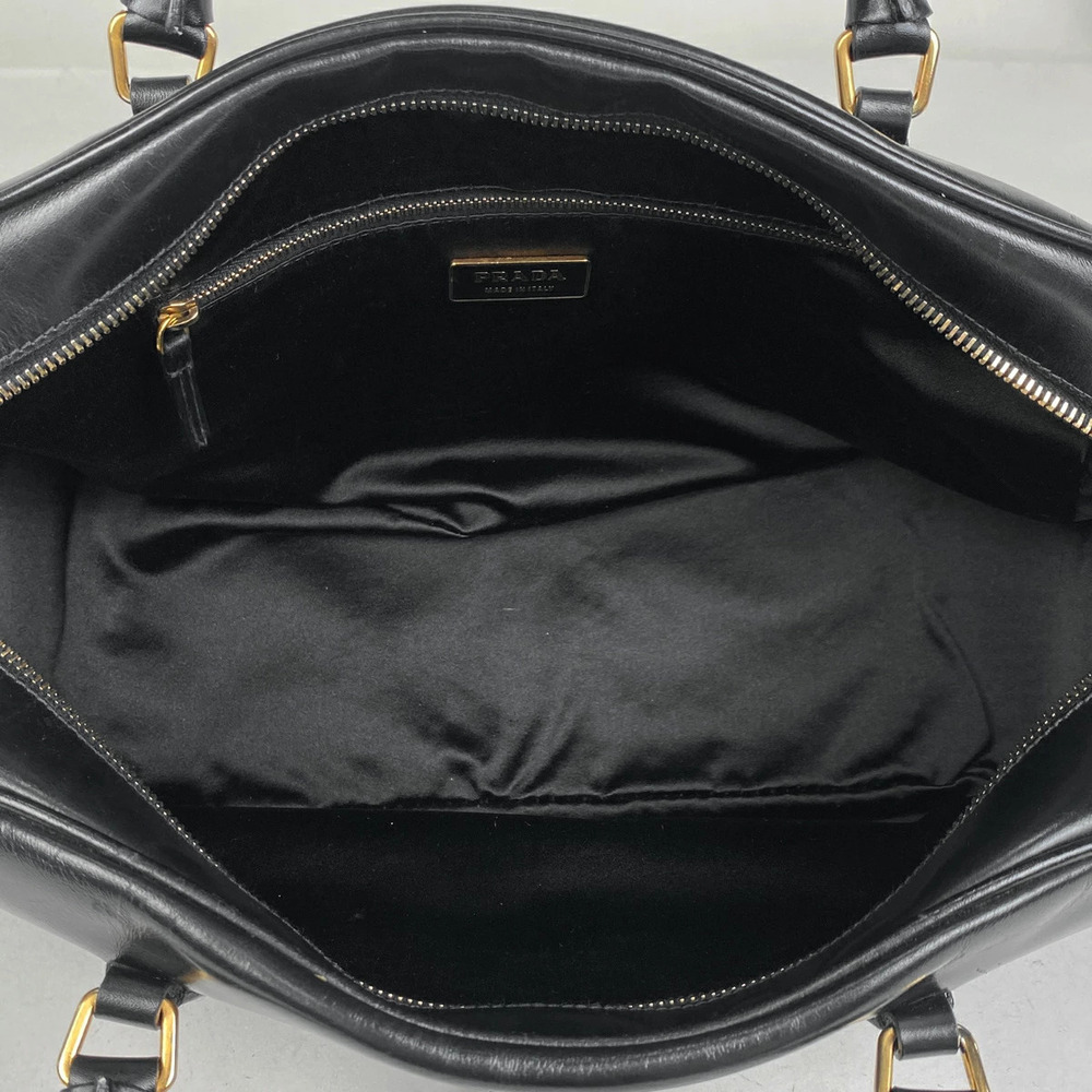Prada Logo Plate Handbag Shoulder Bag Leather Nero Black - Picture 7 of 7